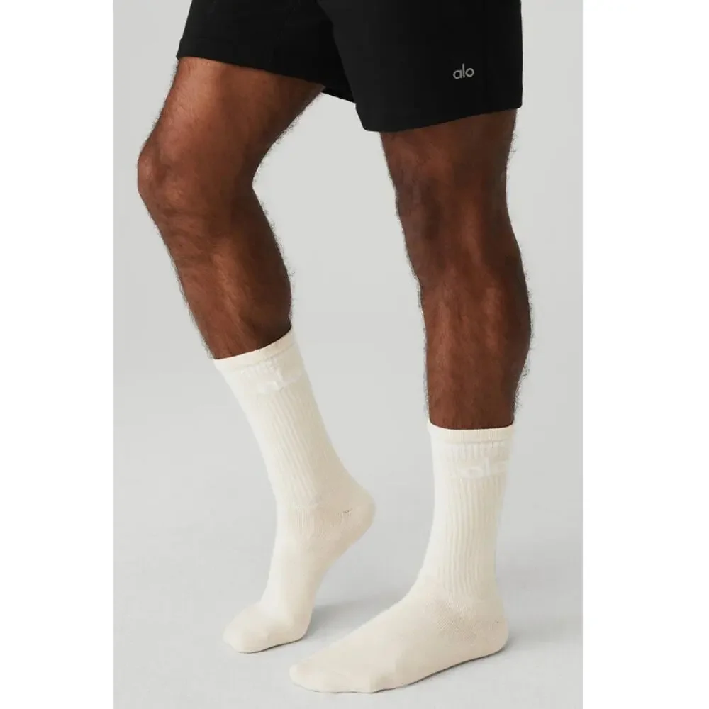 Alo Yoga Unisex Bone White Throwback Socks Size S